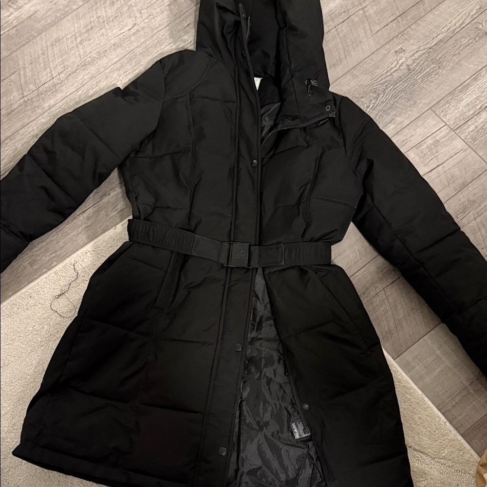 Sam Edelman Black Belted Puffer Coat